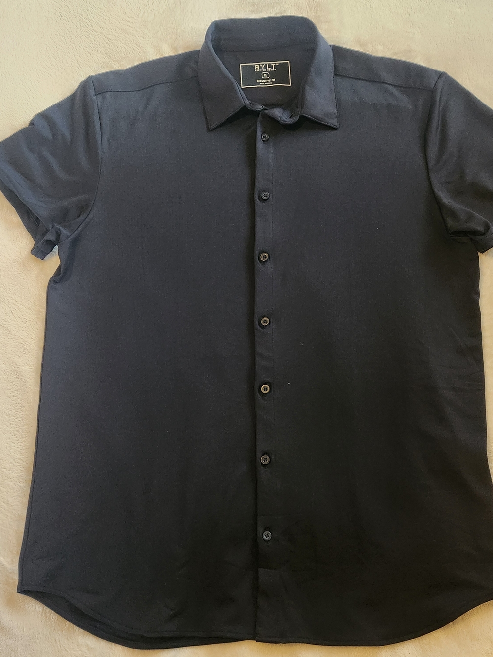 BYLT Basics Executive Navy Button Up Shirt Size XL